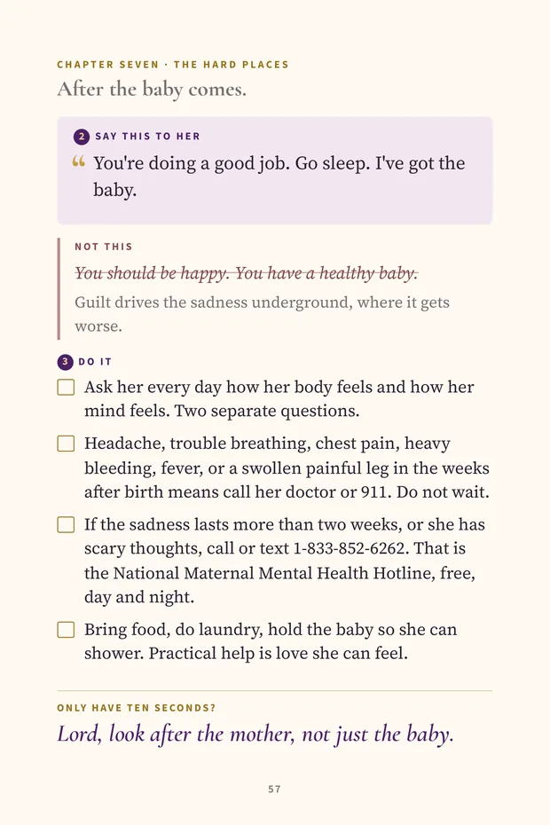 A page from the Daughter book: the words to say
