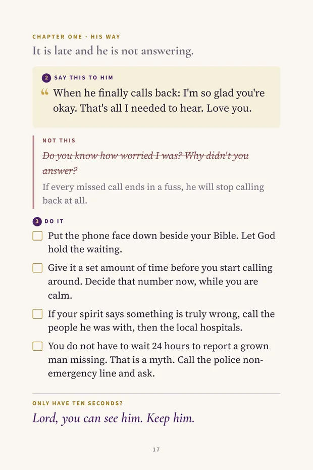 A page from the Son book: the words to say